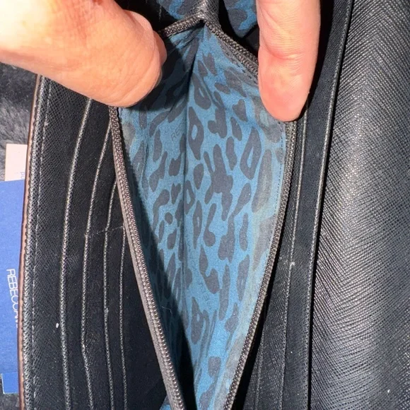 Rebecca Minkoff Black Studded Leather wallet purse with Gold Chain - Picture 7 of 16